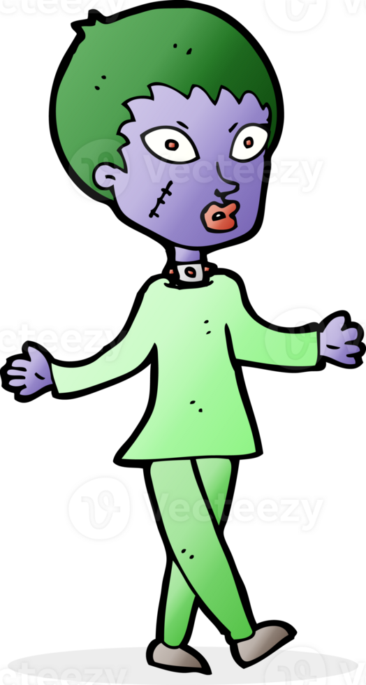 cartoon halloween zombie woman png