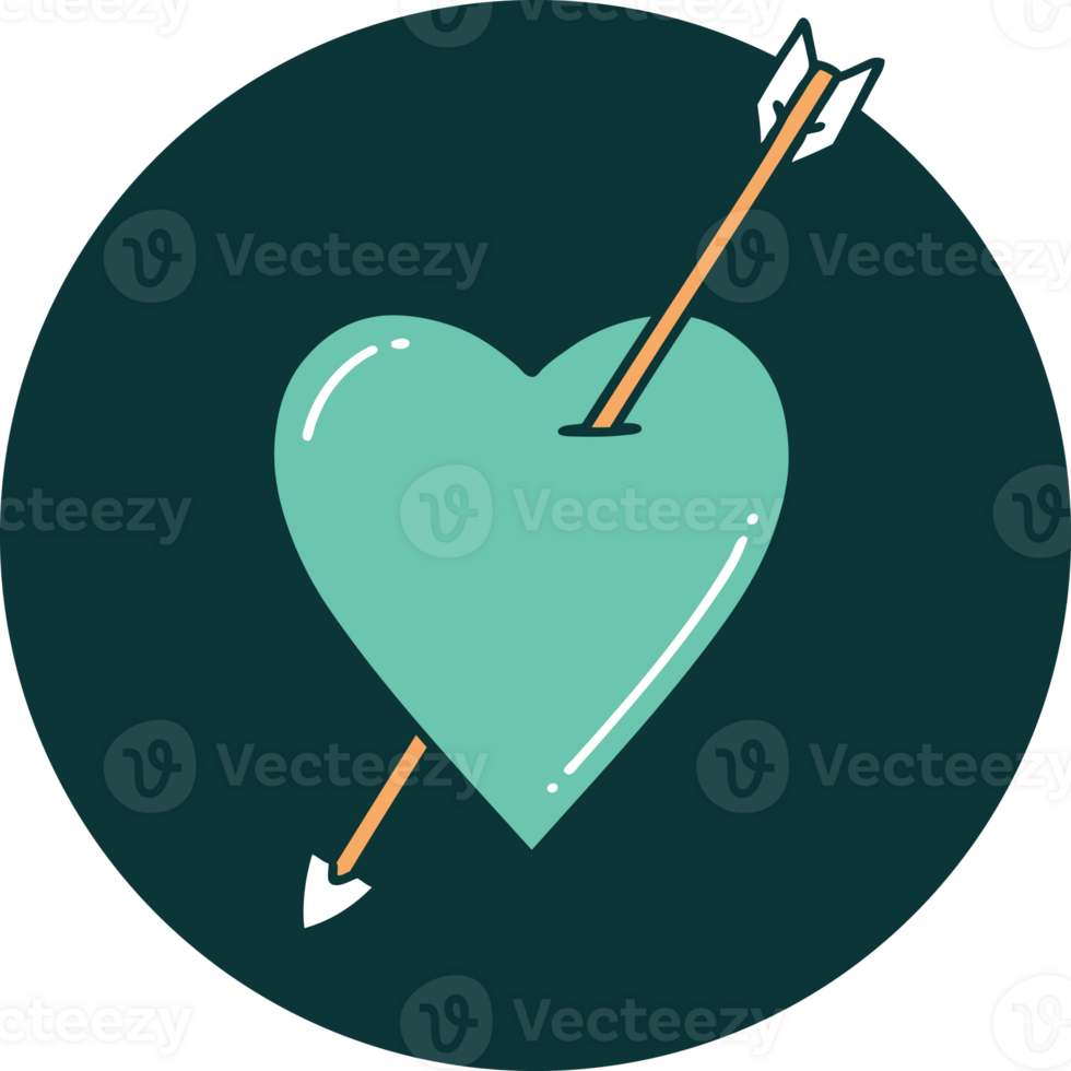 tattoo style icon of an arrow and heart png