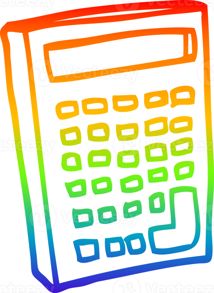 rainbow gradient line drawing cartoon calculator png