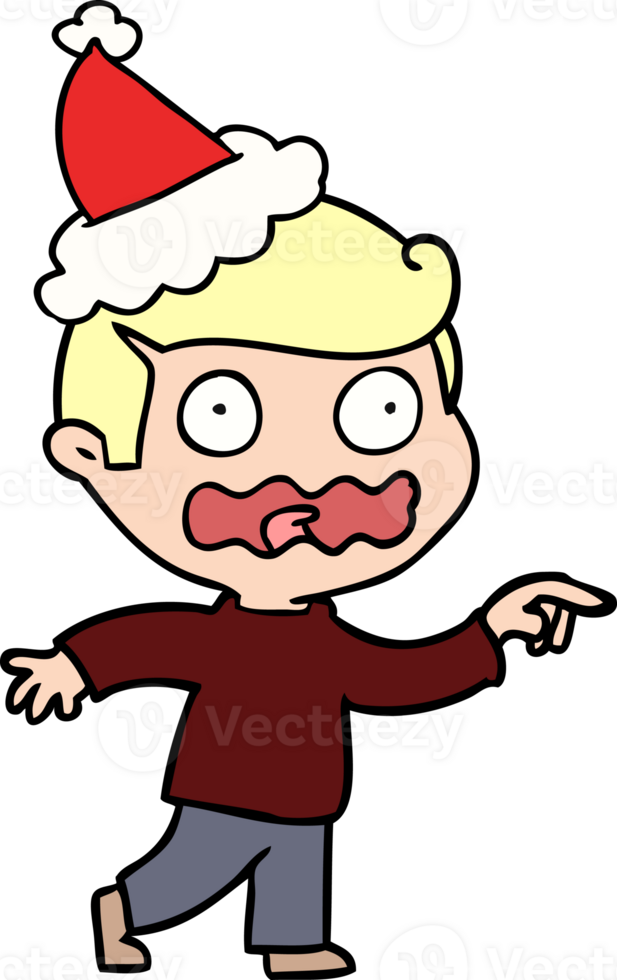 line drawing of a stressed out pointing wearing santa hat png