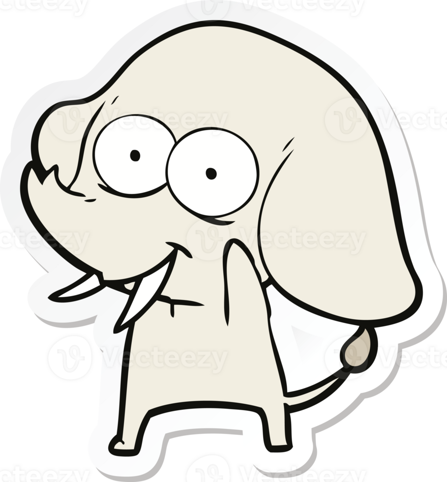 sticker of a happy cartoon elephant png
