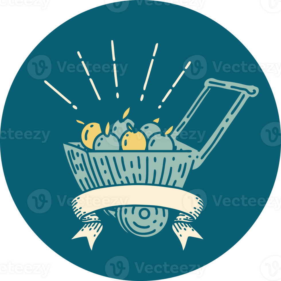 icon of tattoo style wagon of apples png