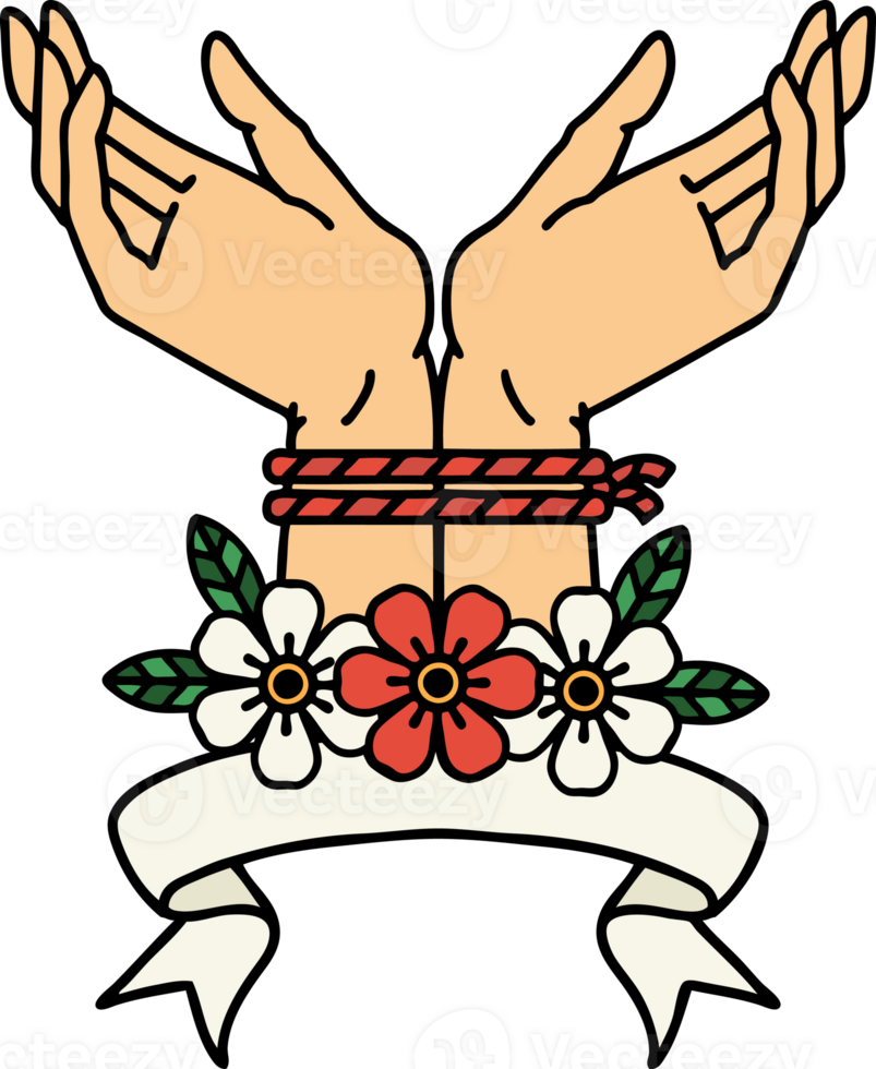 tattoo with banner of hands tied png