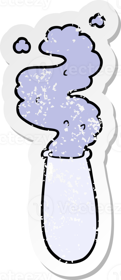 distressed sticker of a cartoon science test tube png