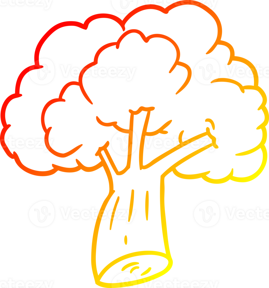 warm gradient line drawing cartoon broccoli png