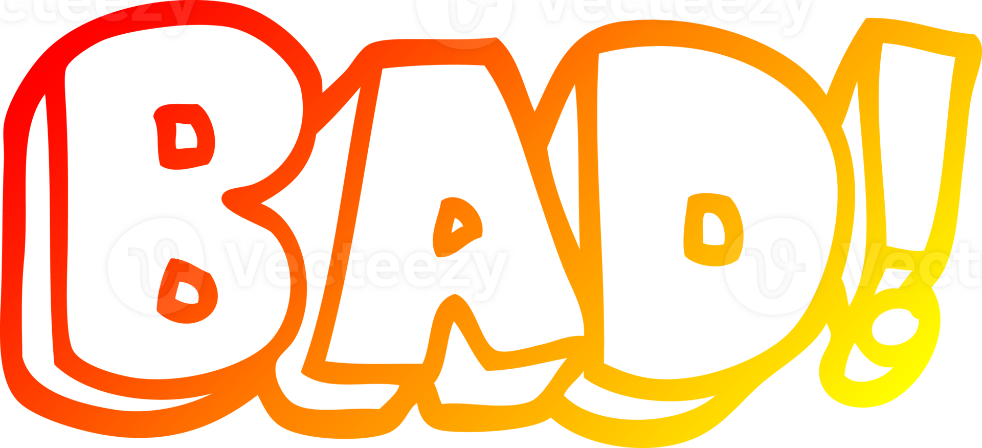 warm gradient line drawing cartoon word bad png