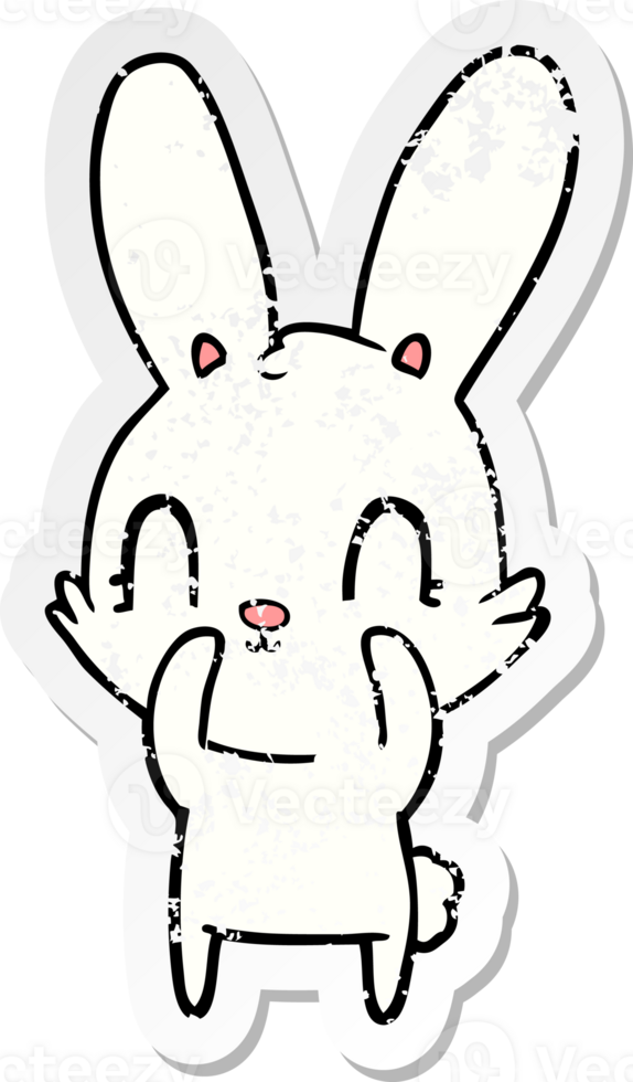distressed sticker of a cute cartoon rabbit png