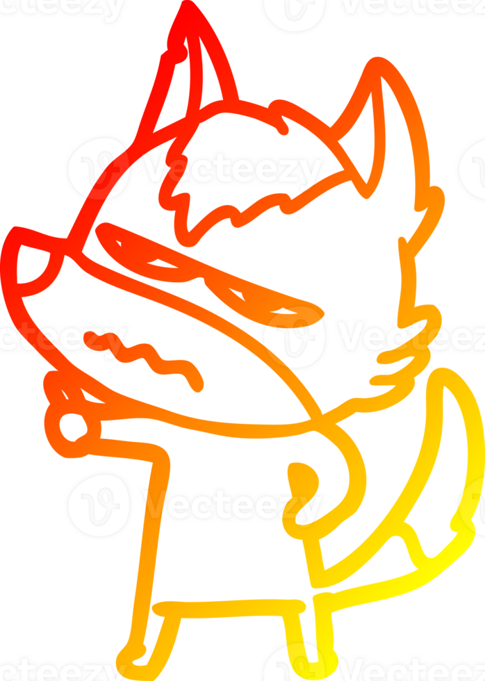 warm gradient line drawing cartoon annoyed wolf png