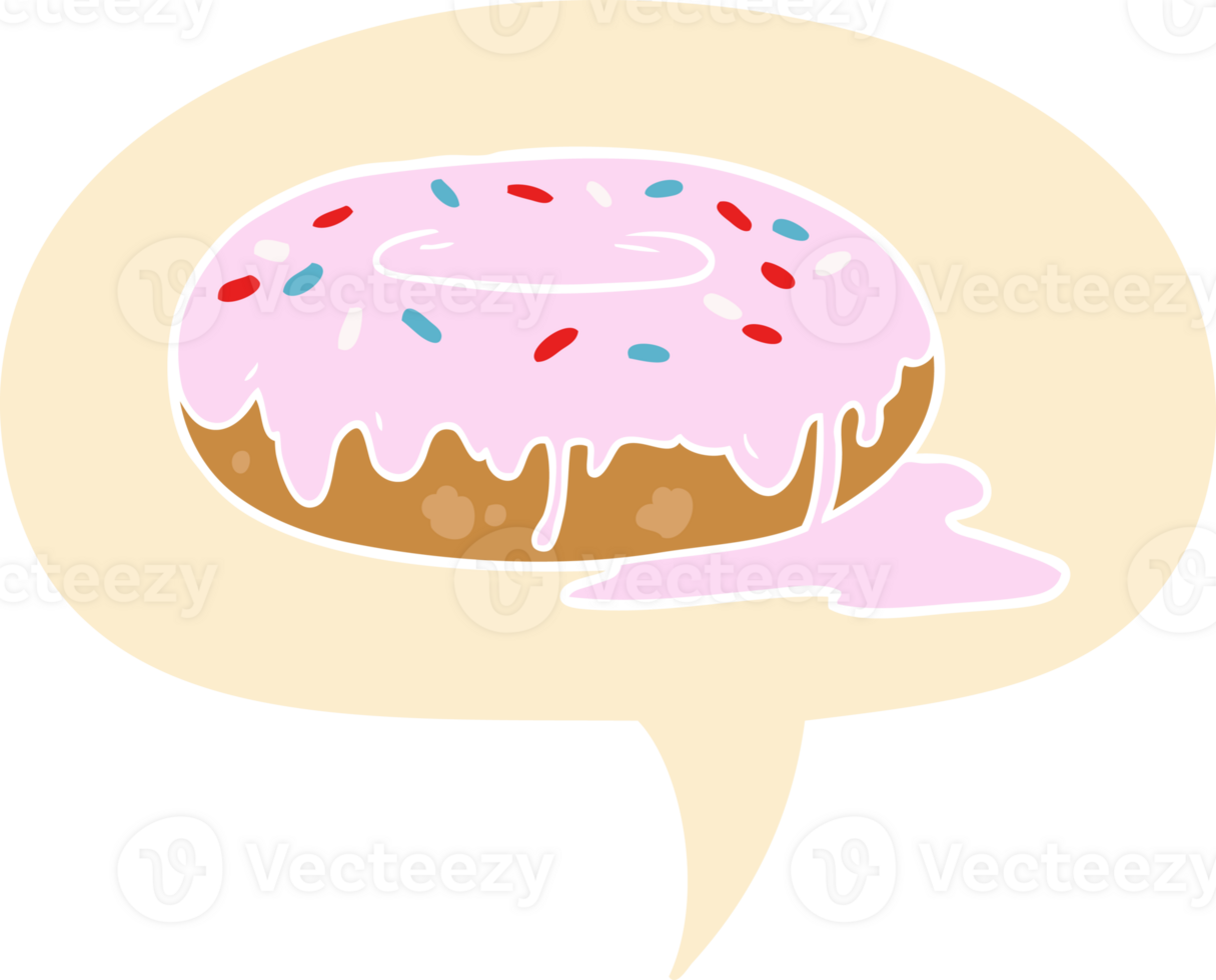 cartoon donut and speech bubble in retro style png