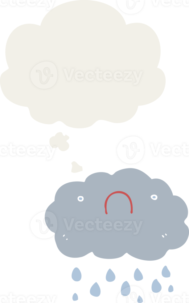 cute cartoon cloud and thought bubble in retro style png