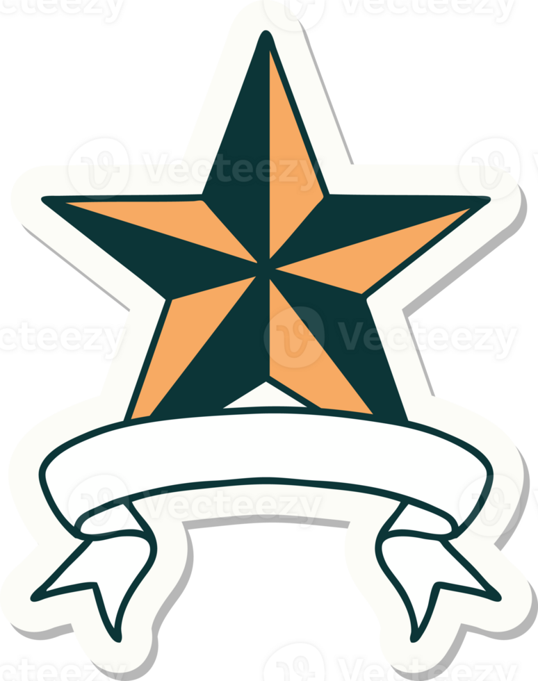 tattoo sticker with banner of a star png