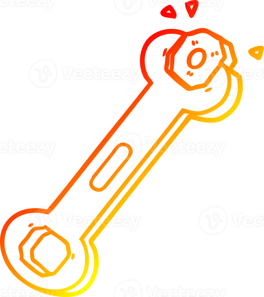 warm gradient line drawing cartoon spanner turning nut png