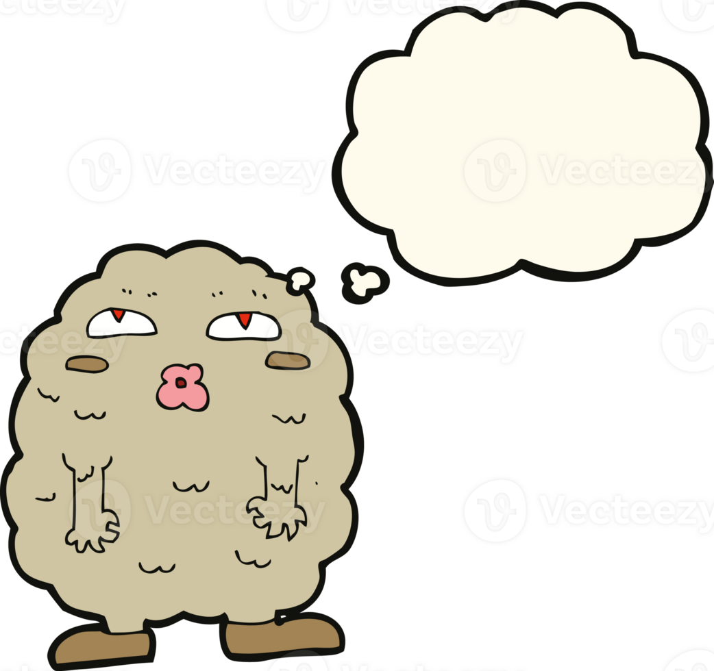 funny cartoon monster with thought bubble png