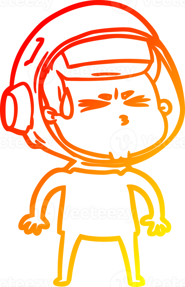 warm gradient line drawing cartoon stressed astronaut png