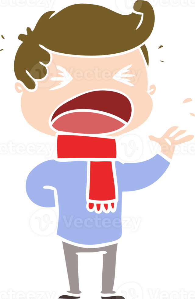 flat color style cartoon shouting man png