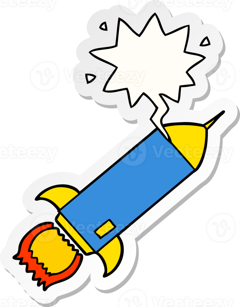 cartoon rocket and speech bubble sticker png