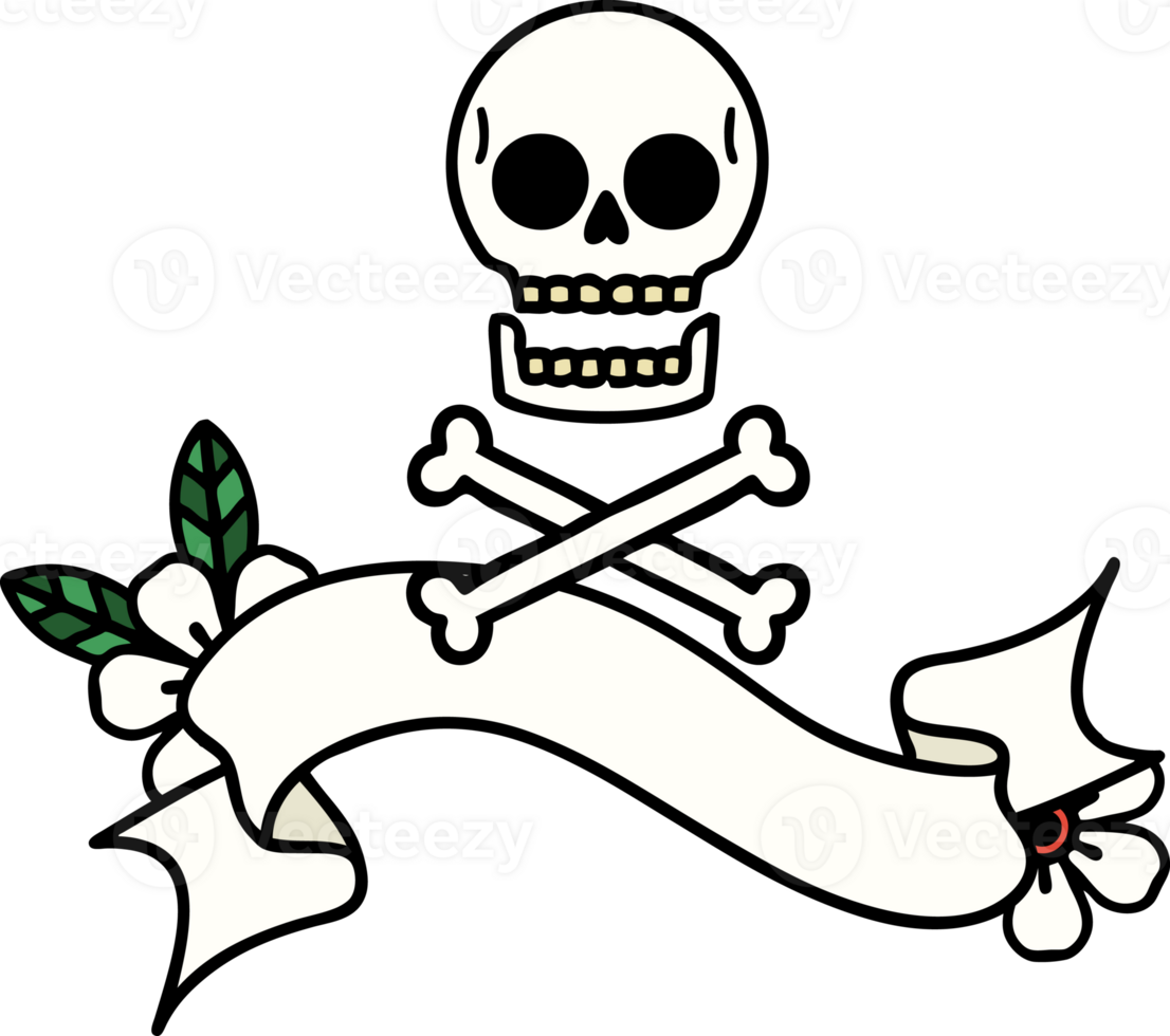 tattoo with banner of cross bones png