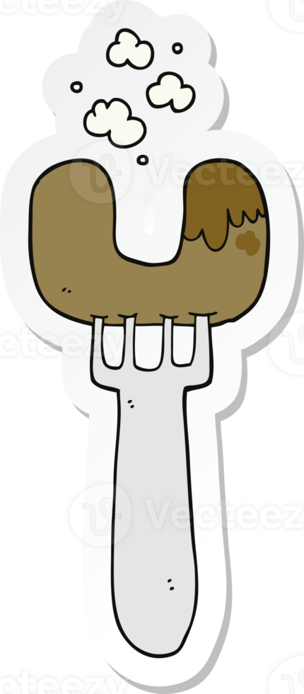 sticker of a cartoon sausage on fork png