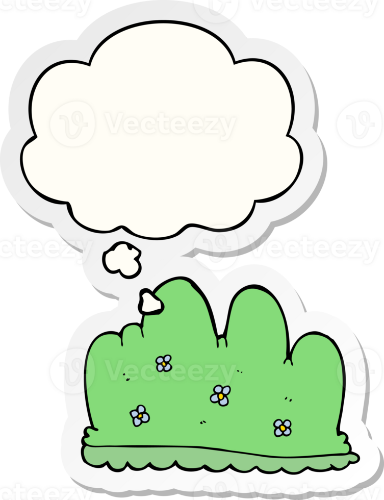 cartoon hedge and thought bubble as a printed sticker png
