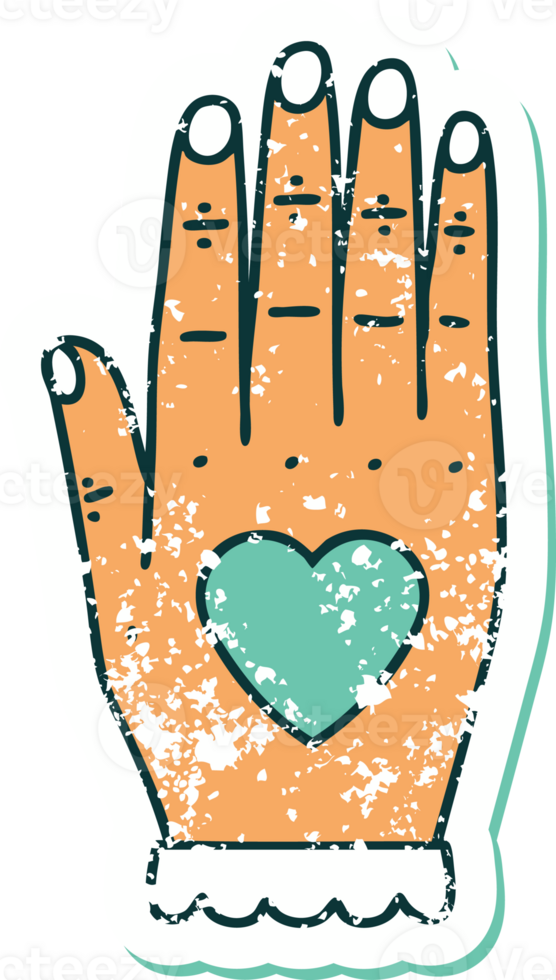 distressed sticker tattoo style icon of a hand png