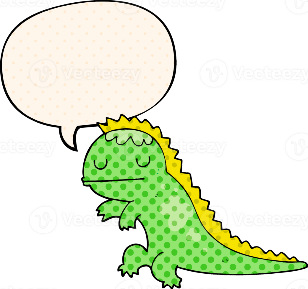 cartoon dinosaur and speech bubble in comic book style png