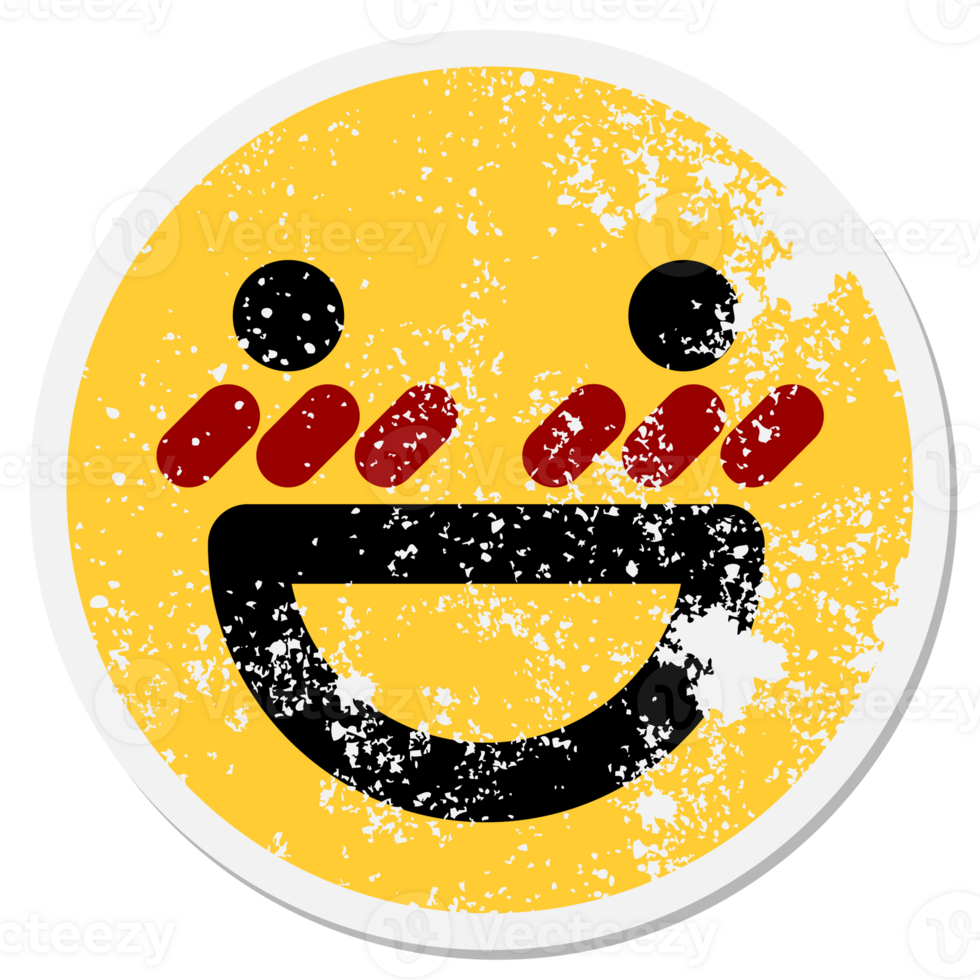 happy blushing face circular sticker png
