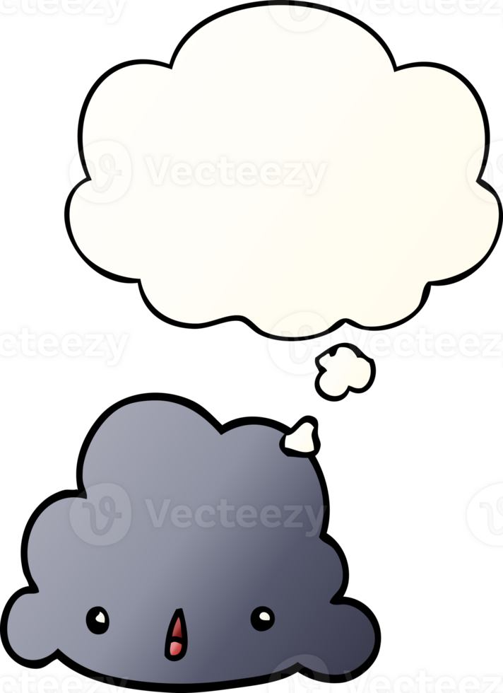 cartoon cloud and thought bubble in smooth gradient style png