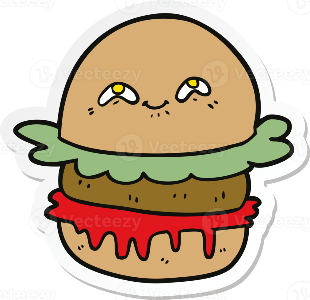 sticker of a cartoon fast food burger png