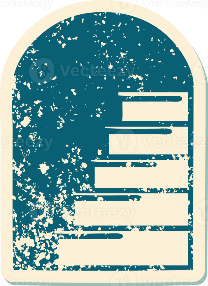 distressed sticker tattoo style icon of a doorway to steps png