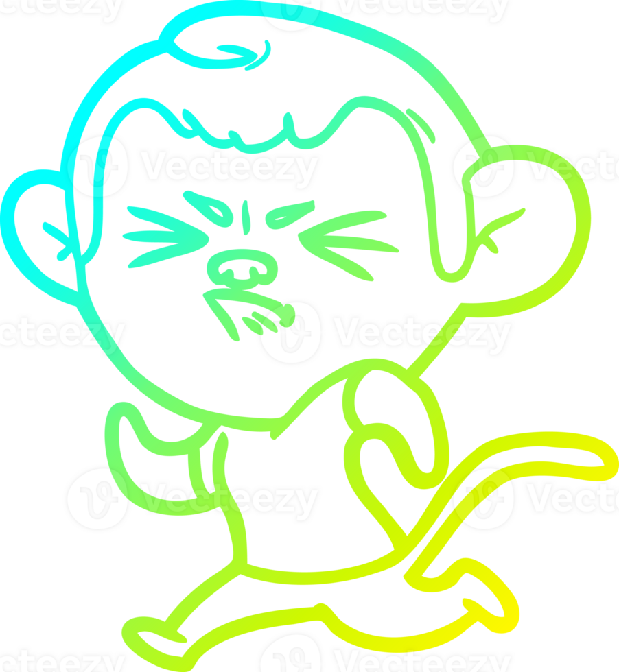 cold gradient line drawing cartoon annoyed monkey png