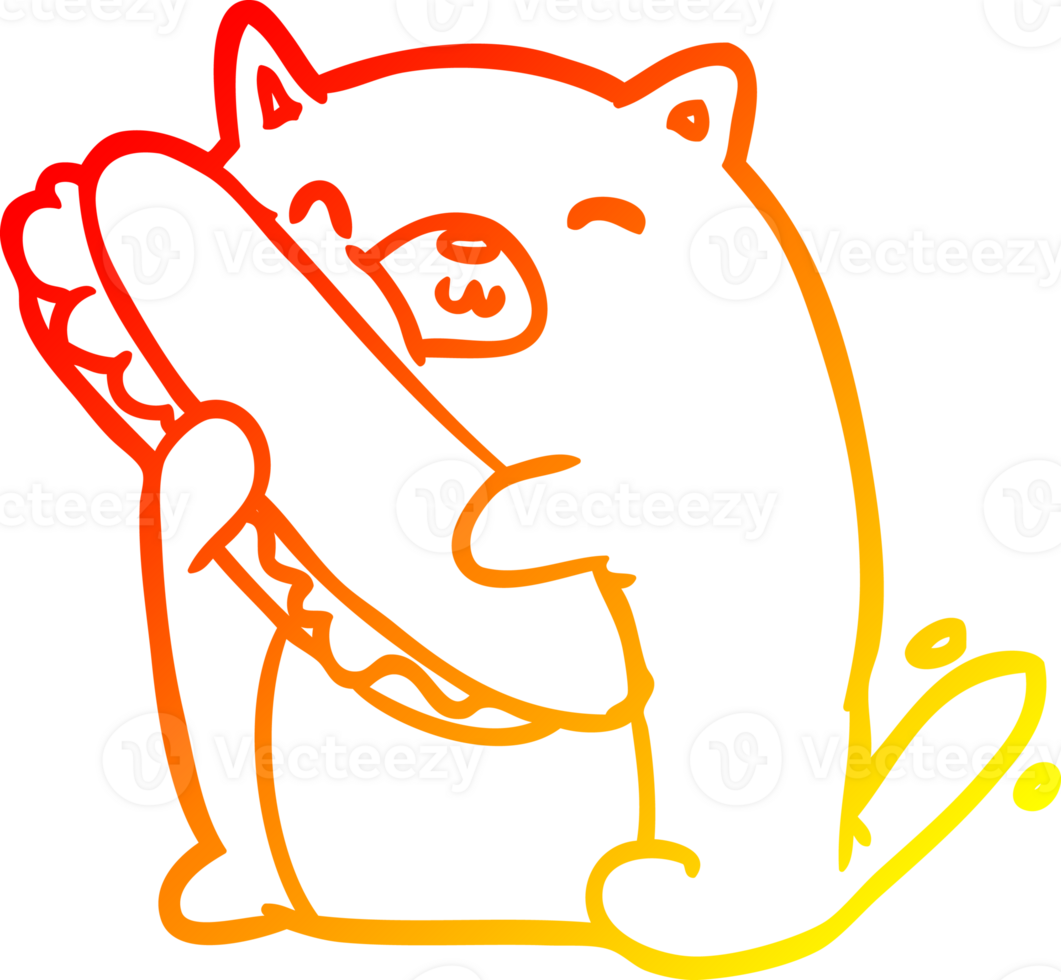 warm gradient line drawing cat loving the amazing sandwich he's just made for lunch png