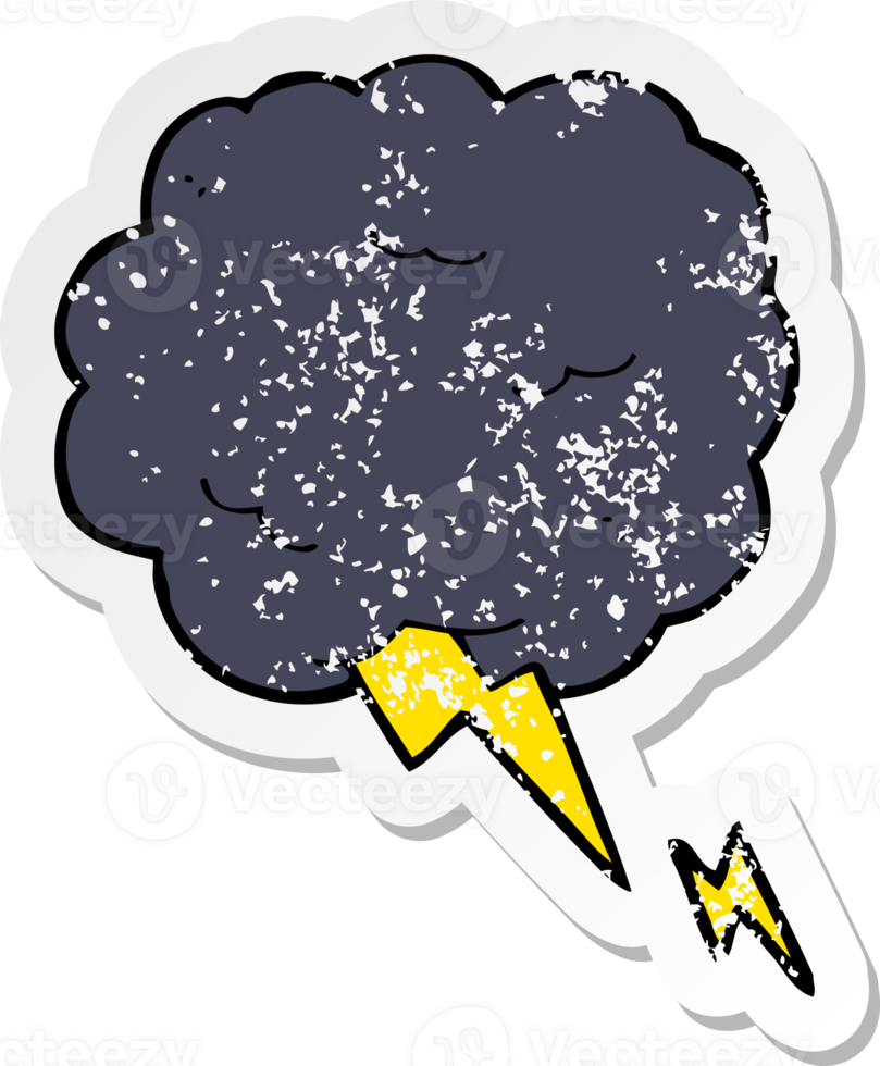 retro distressed sticker of a cartoon thundercloud symbol png