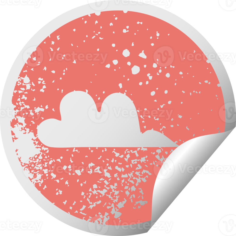 distressed circular peeling sticker symbol cloud png