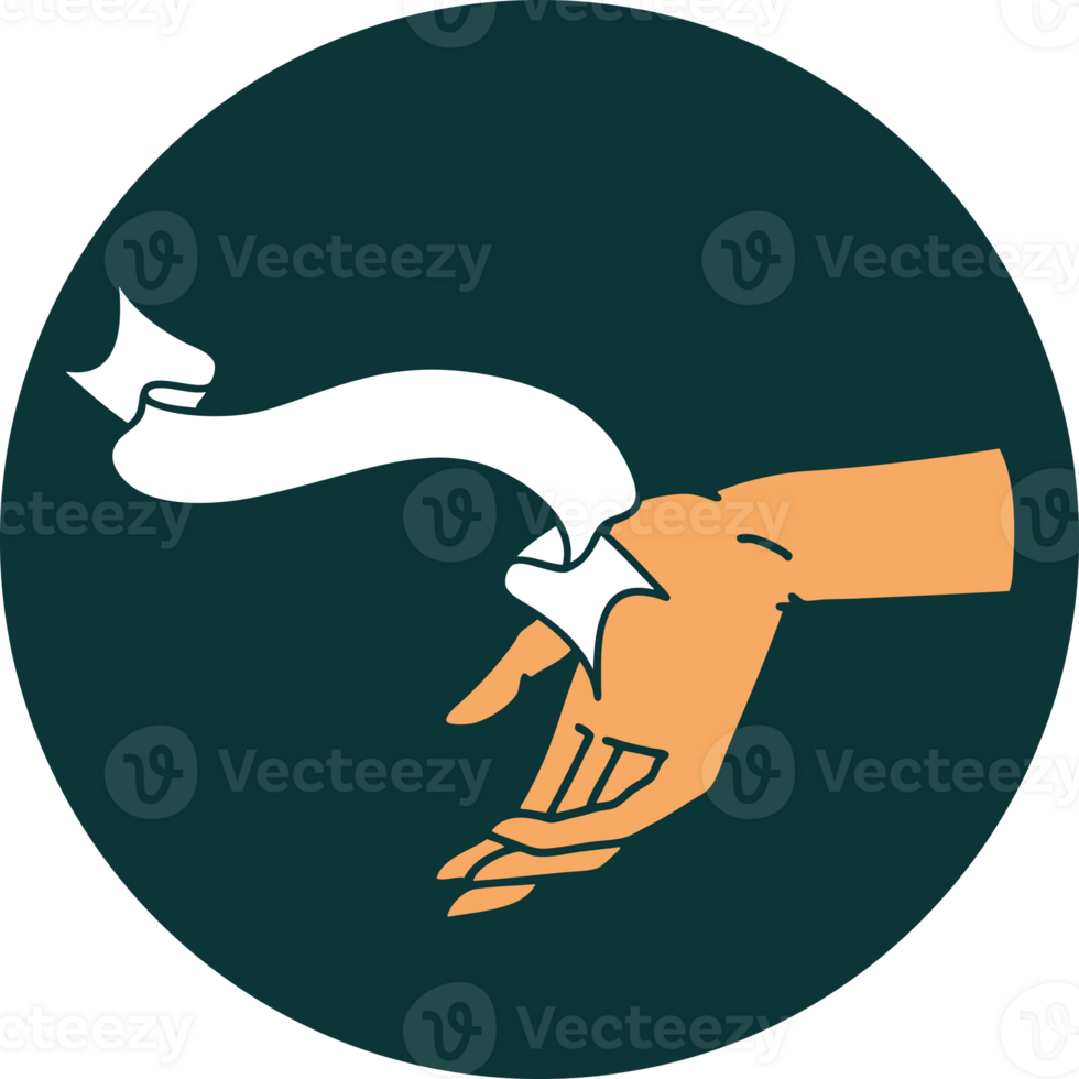 icon with banner of a hand png