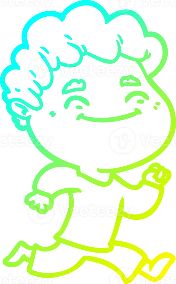 cold gradient line drawing of a cartoon friendly man png