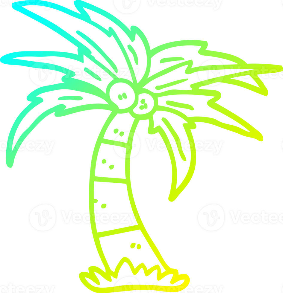 cold gradient line drawing of a cartoon palm tree png