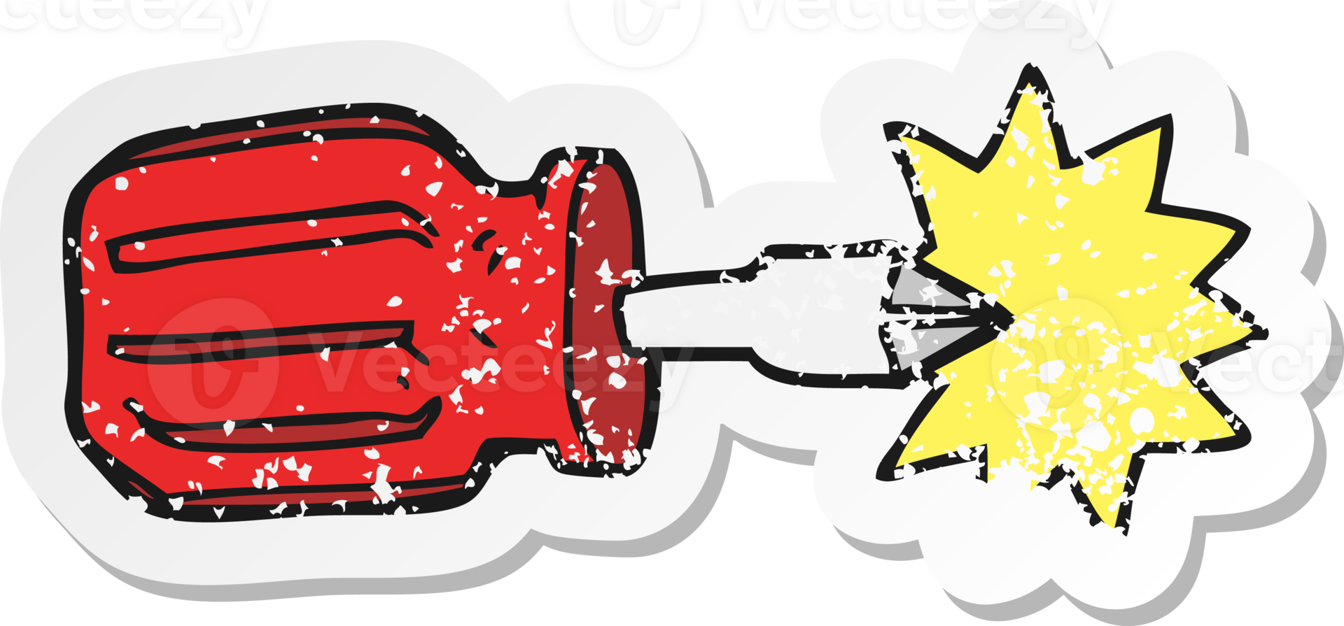 retro distressed sticker of a cartoon screwdriver png