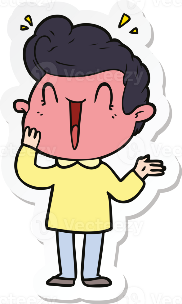 sticker of a cartoon excited man png