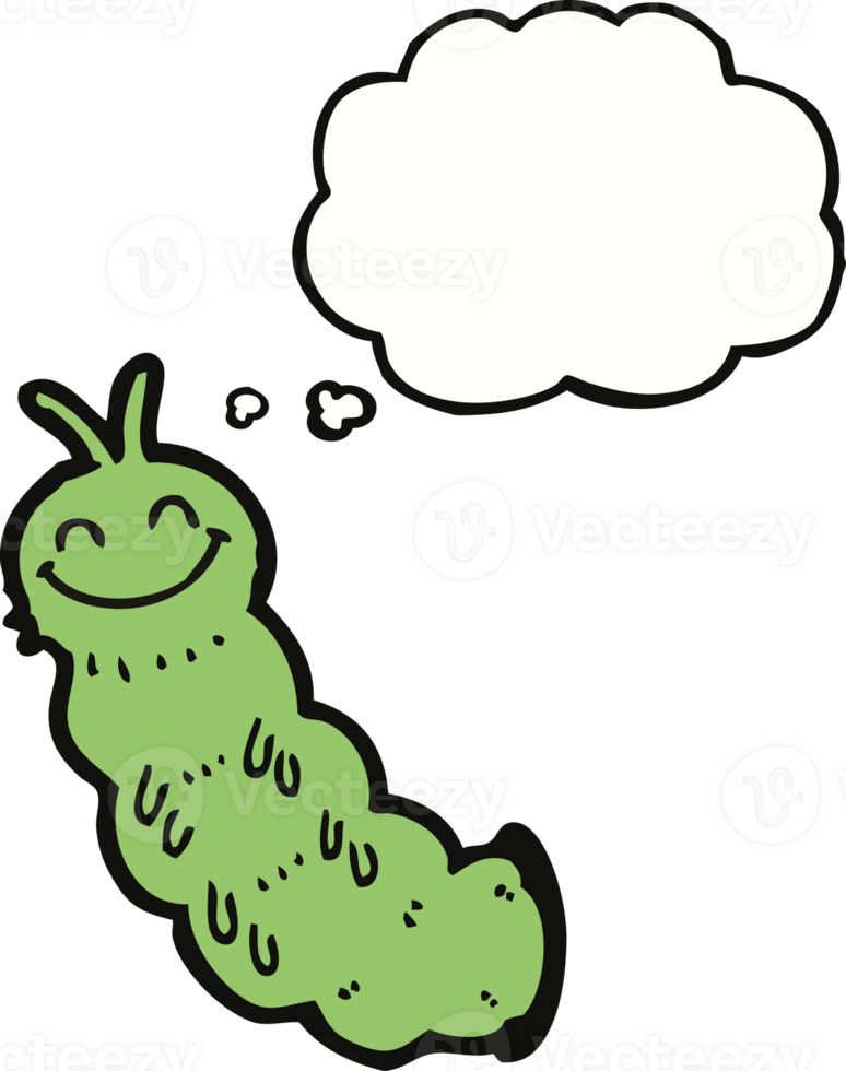 cartoon caterpillar with thought bubble png