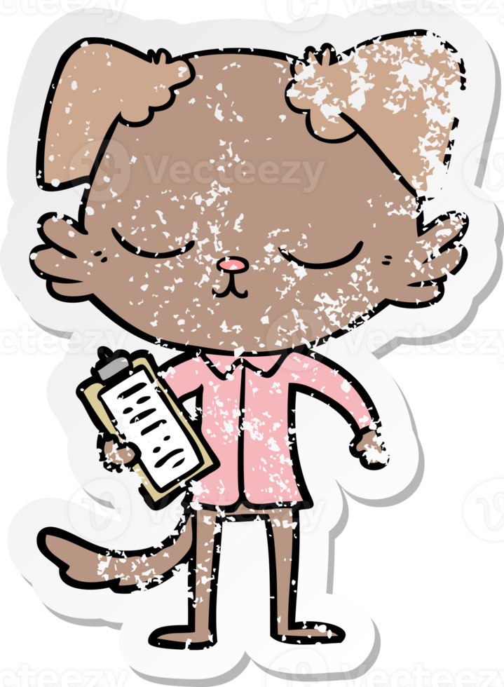 distressed sticker of a cute cartoon dog png