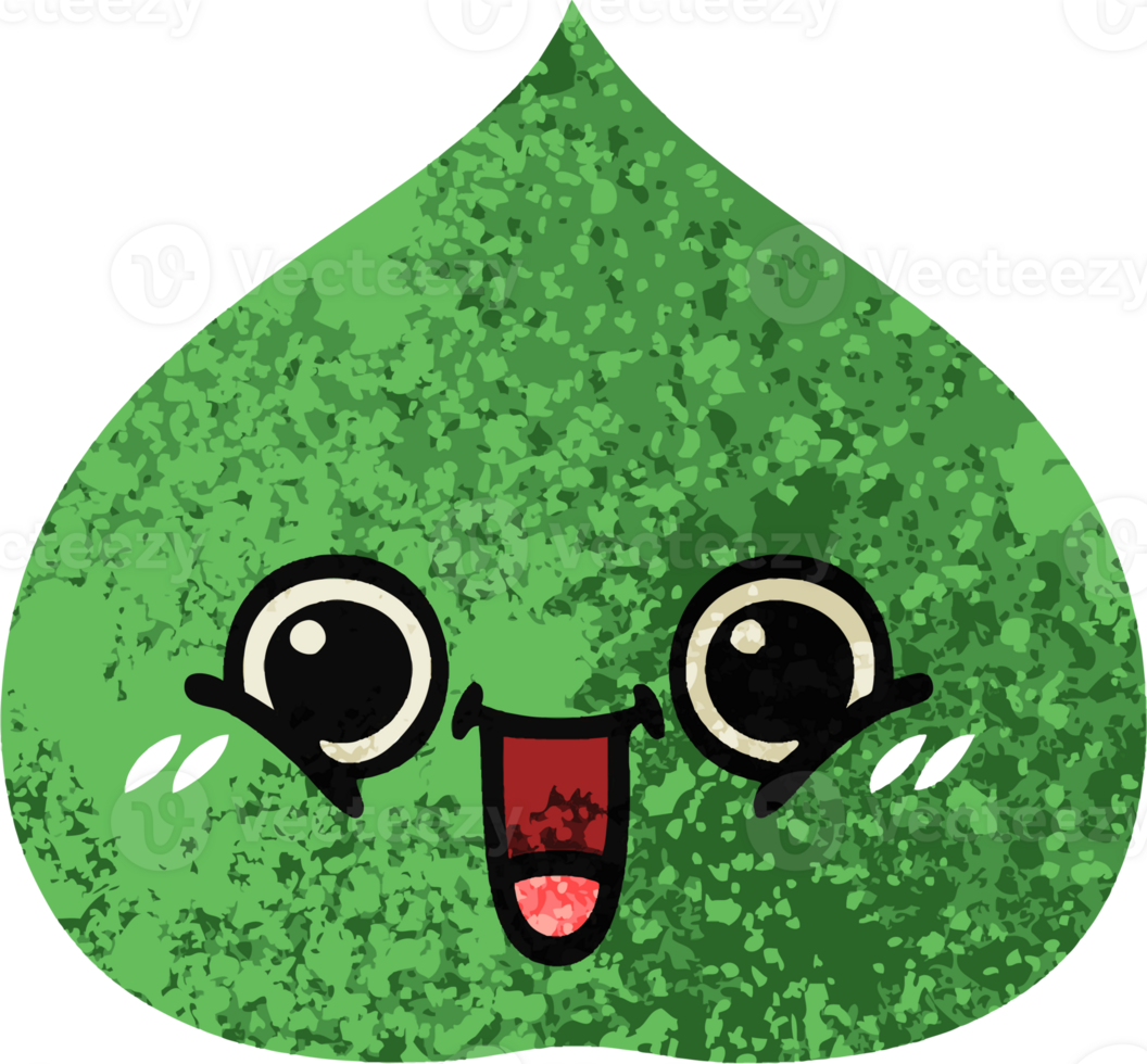 retro illustration style cartoon of a expressional leaf png