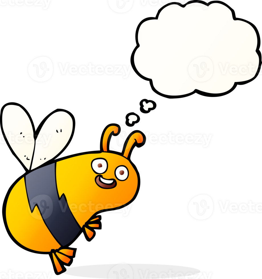 funny cartoon bee with thought bubble png