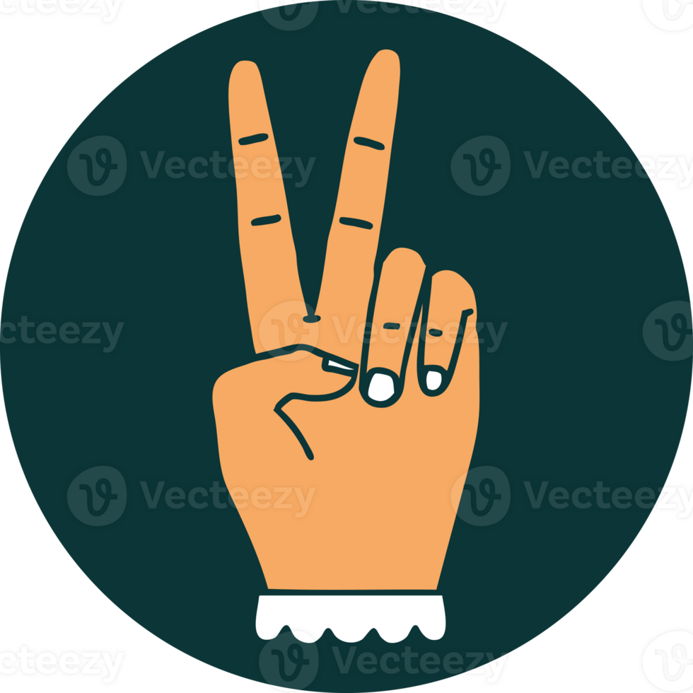 icon of peace symbol two finger hand gesture png