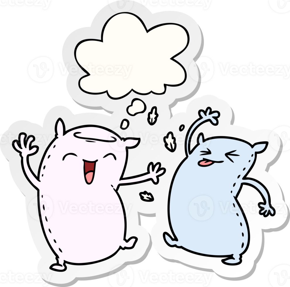 cartoon pillows with thought bubble as a printed sticker png
