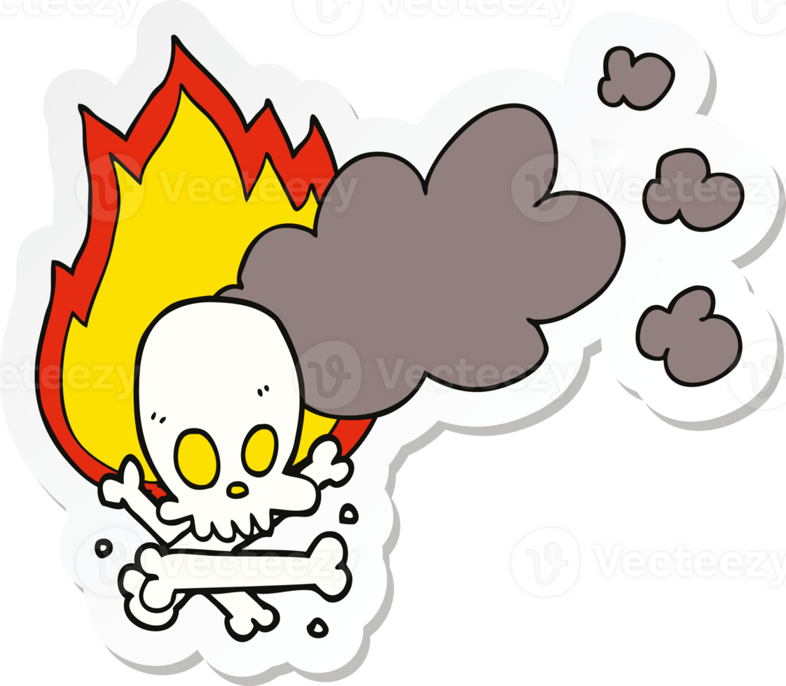 sticker of a cartoon spooky burning bones png