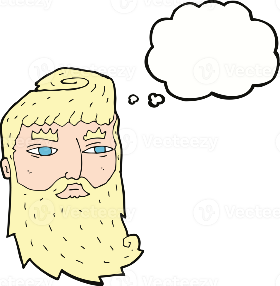 cartoon bearded man with thought bubble png