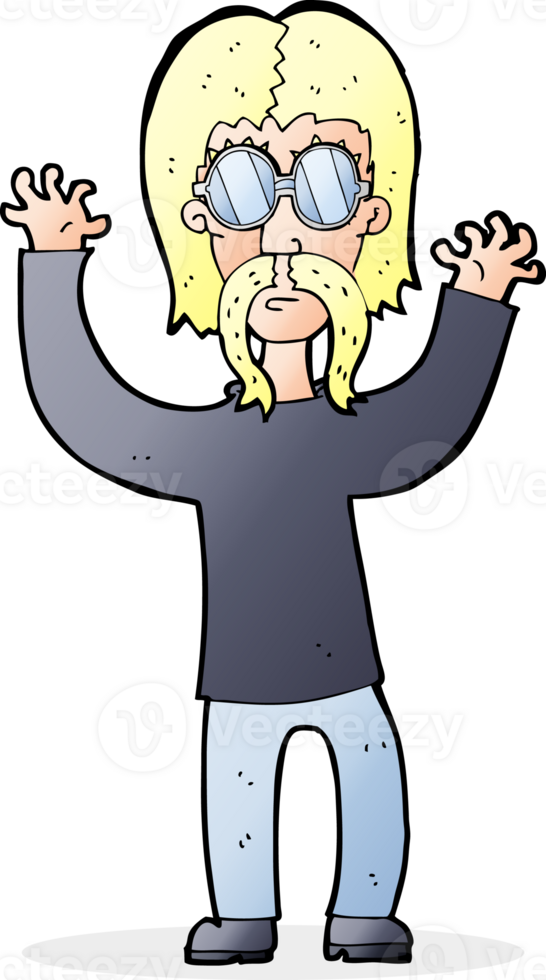 cartoon hippie man waving arms png
