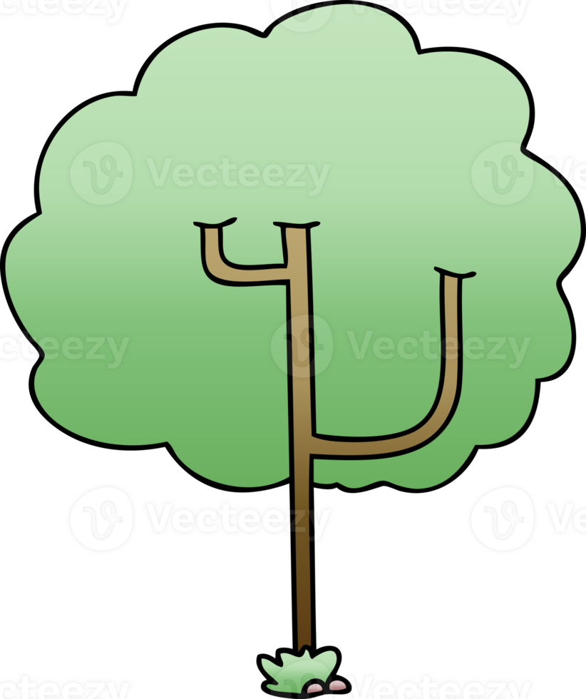 gradient shaded quirky cartoon tree png