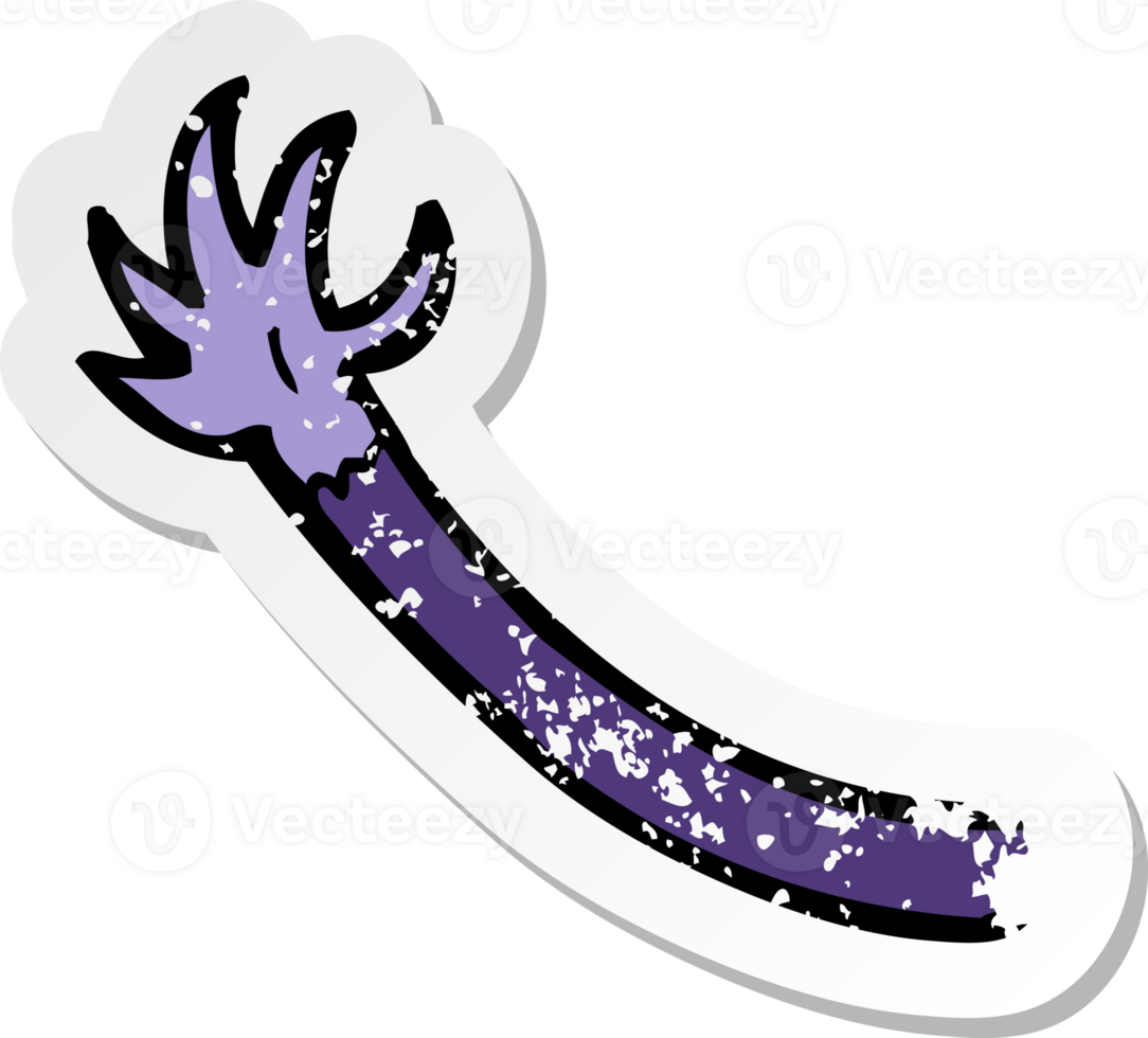 retro distressed sticker of a cartoon halloween vampire arm png
