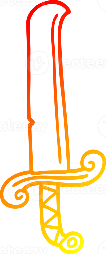warm gradient line drawing of a cartoon ancient sword png